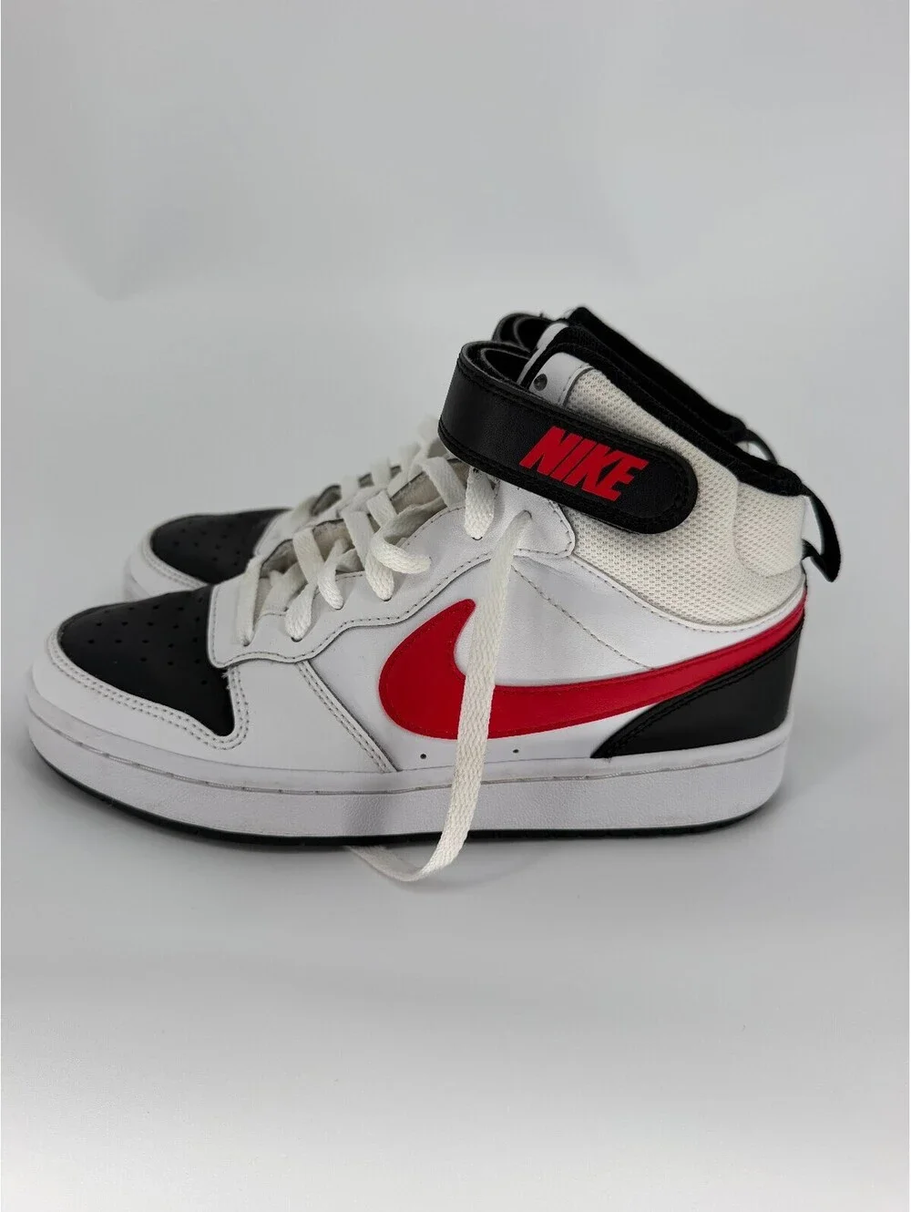 Nike High Top Sneakers in White, Black, and Red - Size US 6Y